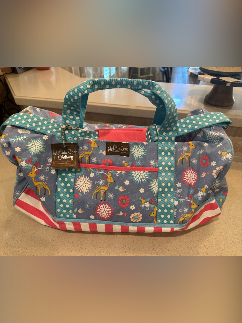 Matilda Jane Blue Floral & Teal Polka Dot Tote